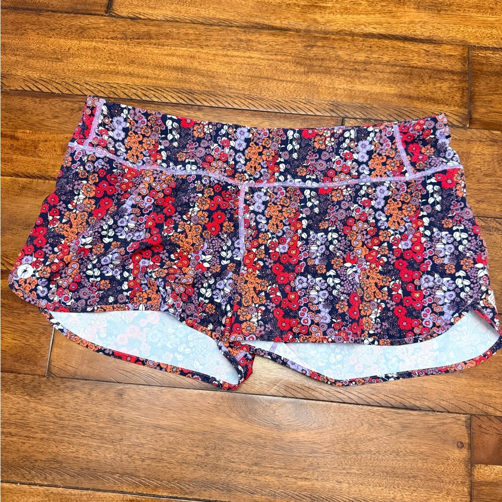 Smartwool Women's Floral Athletic Shorts - Red, Purple, Orange